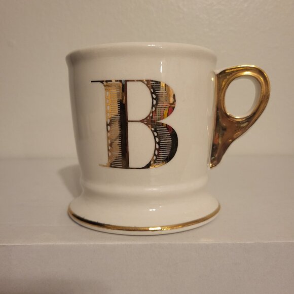 Anthropologie Monogram Ceramic Mug Personalized Name Letter B Coffee Cup 14 oz - Picture 1 of 7